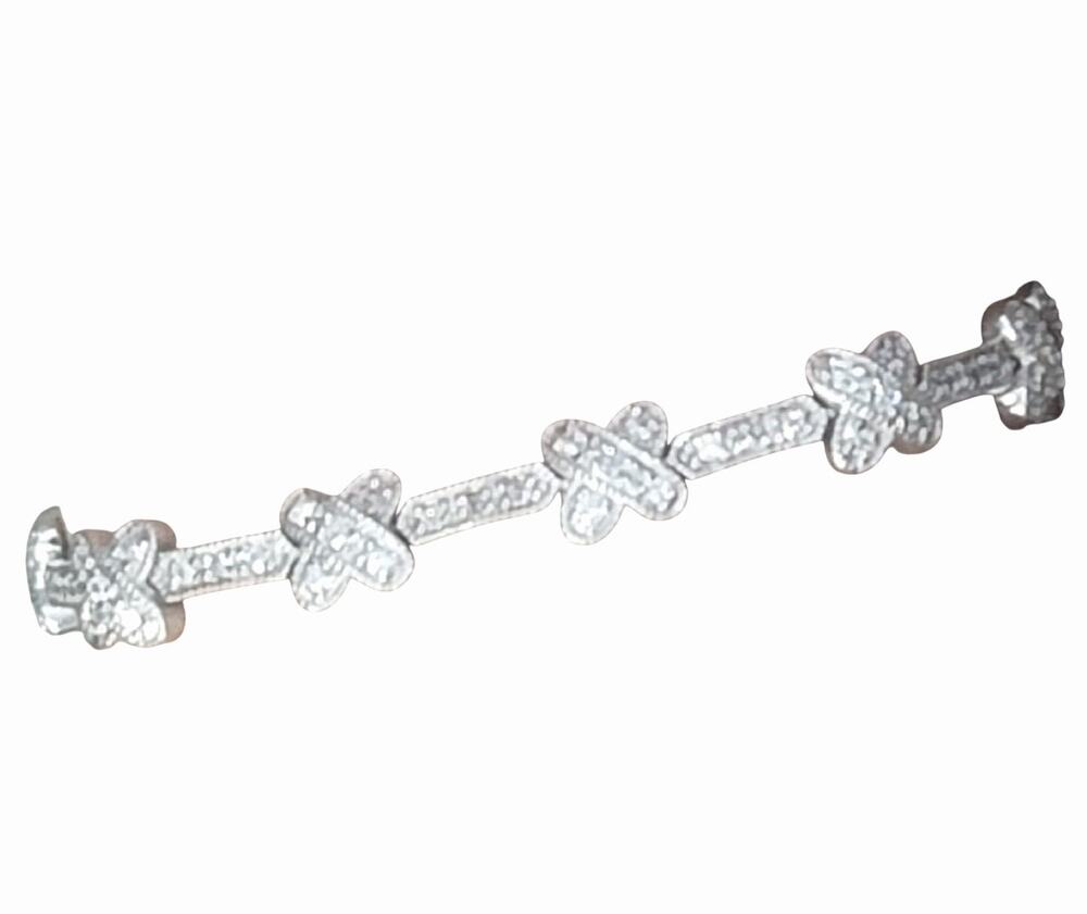 QVC Diamonique Sterling Silver CZ Pave Tennis Bracelet 7.25"
